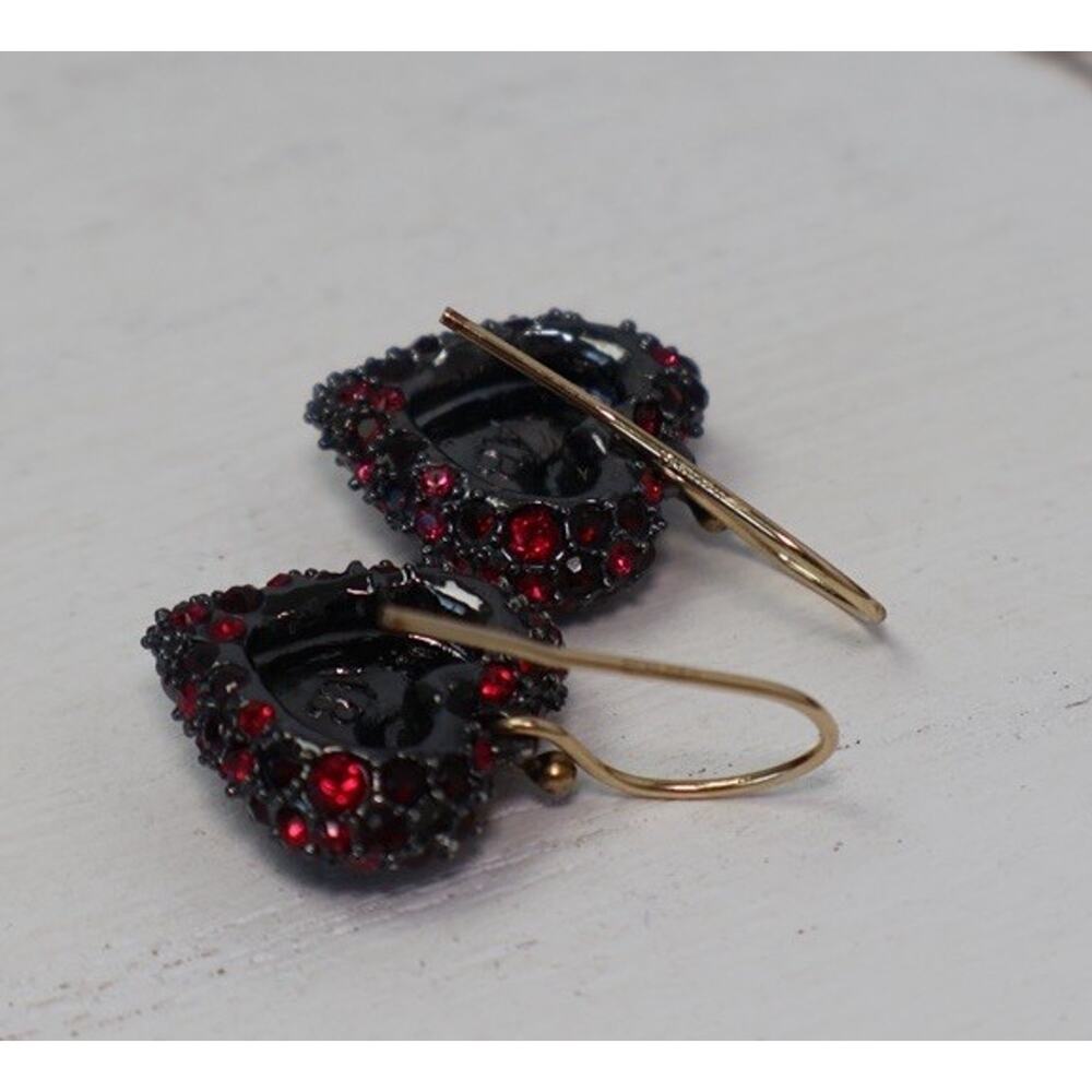 Alex Bittar 14k Gold Plated Encrusted Black Cherry Heart Earrings 6.21G/0.9in - Picture 3 of 4
